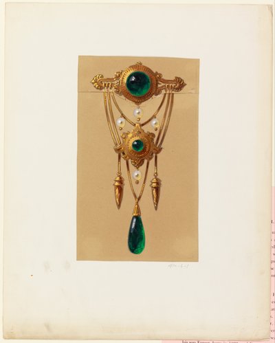 Design for a Gold and Cabochon Gem Brooch by Alexis Falize